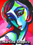 Abstract Female On Red original painting by artist Martina Shapiro