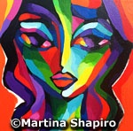 Abstract Girl on Orange painting modern contemporary fine art