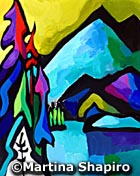 "BC Landscape No.3", 
original painting in acrylic 
and ink on paper,12x 15 inches
artist Martina Shapiro