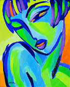 French Nude In Blue abstract original painting by artist Martina Shapiro