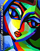 girl in blue and green painting