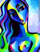 intriguing blue nude original painting