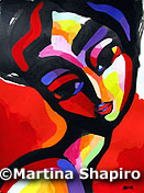 Woman On Red original painting contemporary abstract female portrait